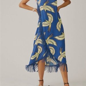 FARM Rio Blue and Yellow Bird Print Dress